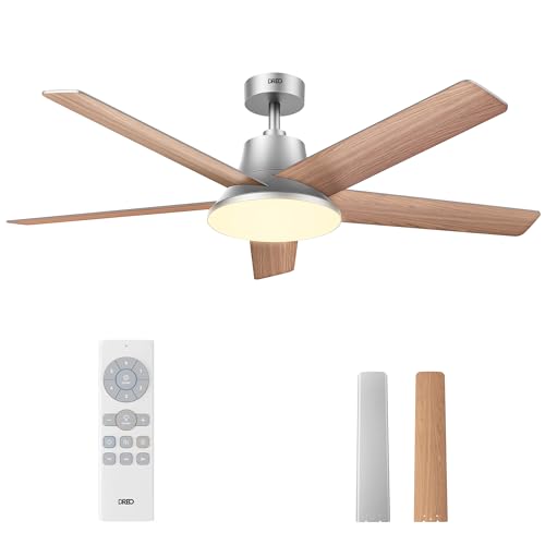 Dreo Ceiling Fans with Lights and Remote, 52 Inch, 6 Speeds, 5 Color Tones Dimmable LED