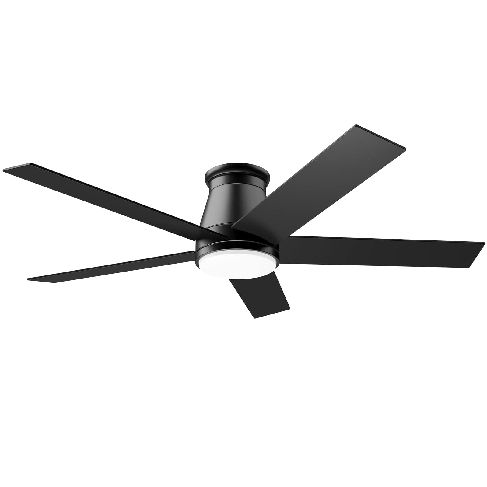 wurzee 52" Flush Mount Ceiling Fan, Black Low Profile Ceiling Fan
