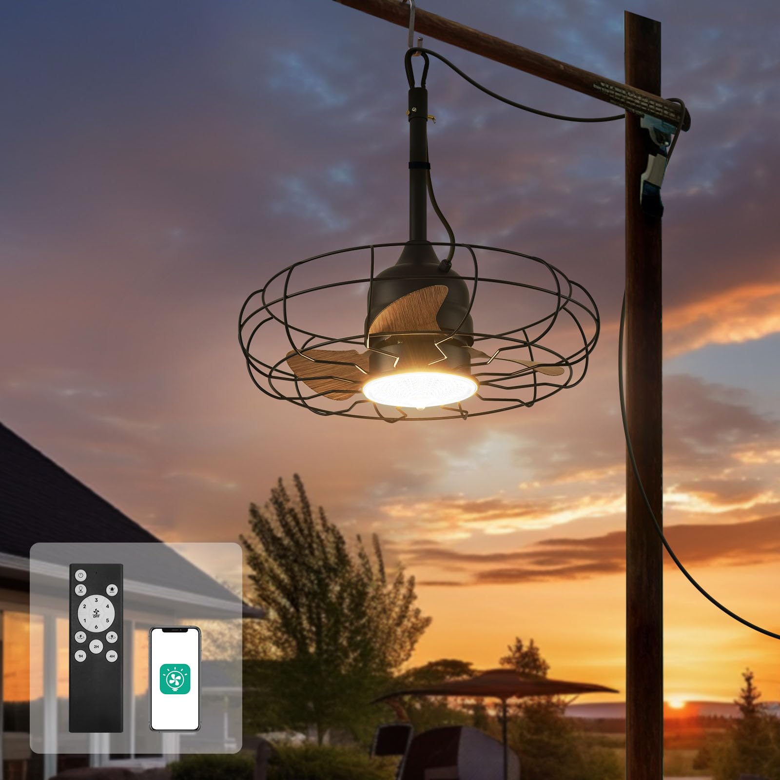 Orison Gazebo Fan,Outdoor Ceiling Fans with Light for Patios and Remote 21'' Wet Rated