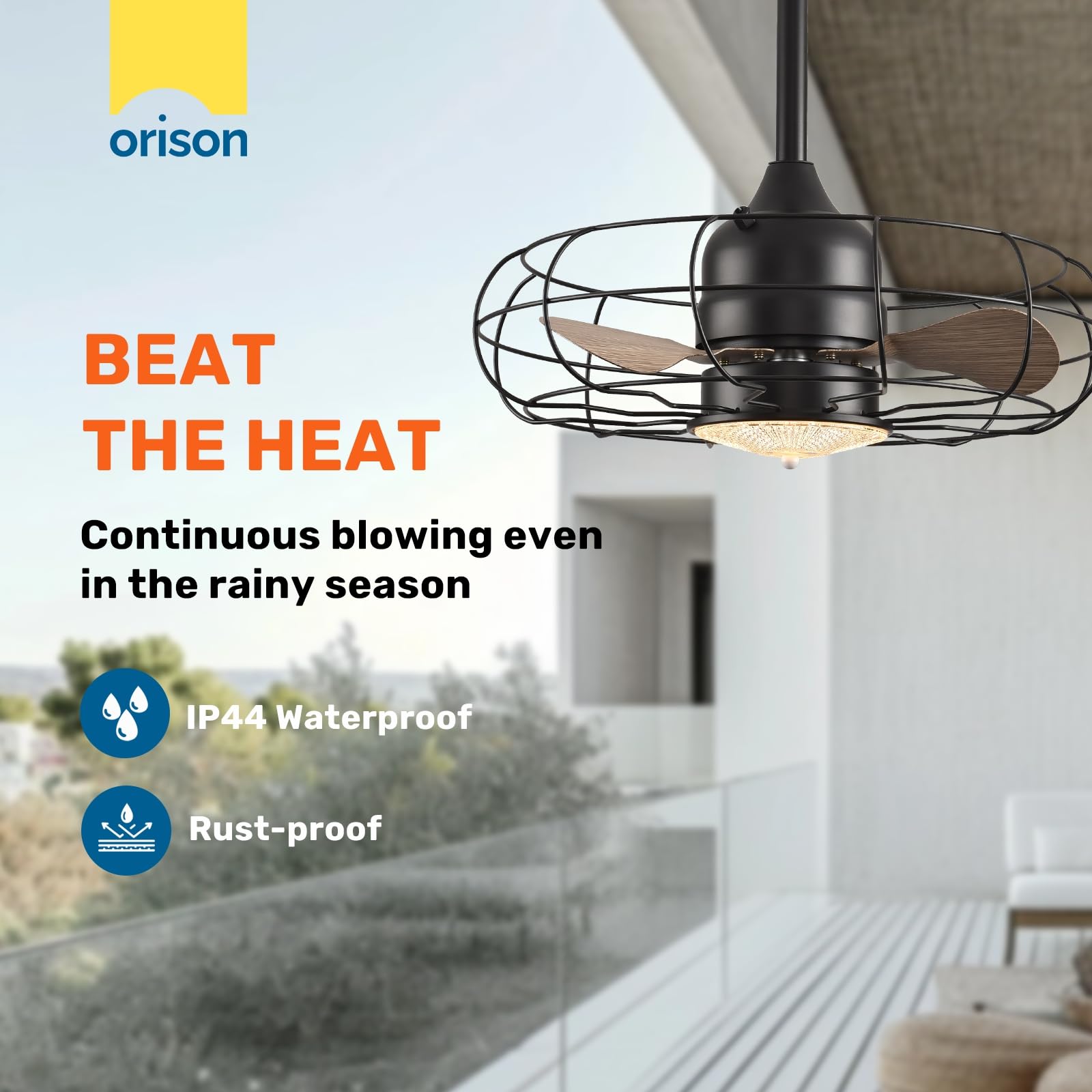 Orison Gazebo Fan,Outdoor Ceiling Fans with Light for Patios and Remote 21'' Wet Rated